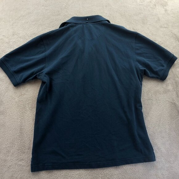 Izod Mens Polo Shirt Medium Navy Blue Silk Wash Short Sleeve Classic Casual - Picture 9 of 9